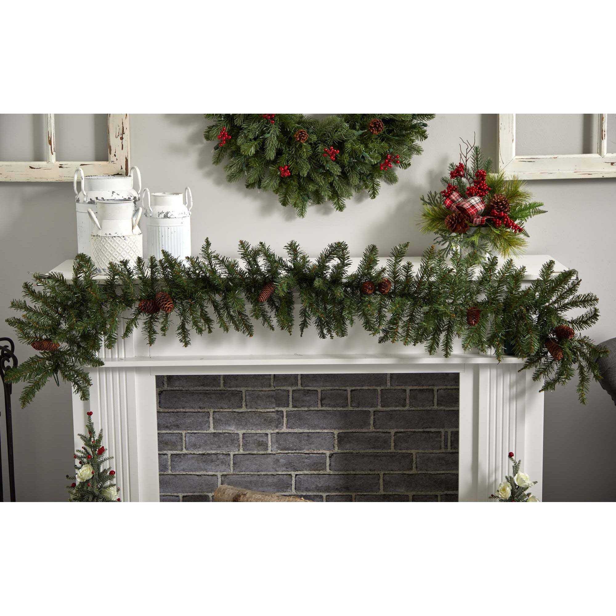 6ft. Pre-Lit Mixed Alaskan Pine & Pinecones Artificial Christmas Garland
